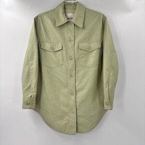 Wilfred Ganna Faux Leather Shirt Jacket Light Green Size XS